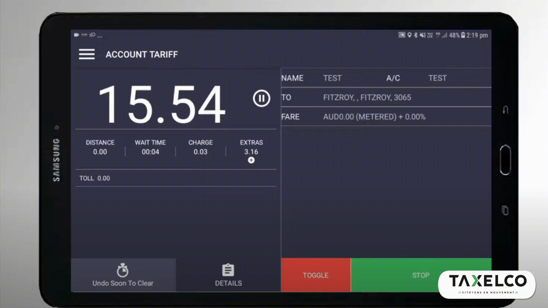 Chauffeur - utiliser la taximètre virtuel - Terminer une course